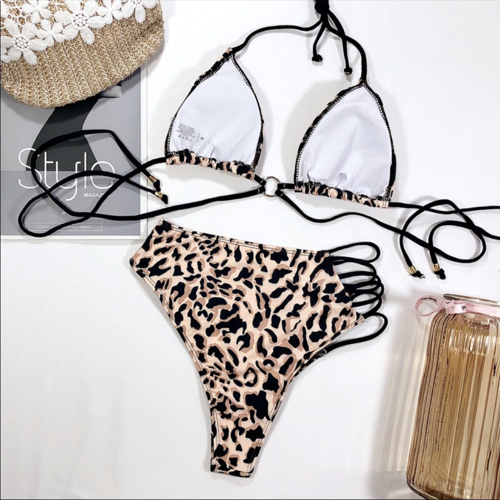 High Waisted Bikini Leopard Print - Picture 2 of 8